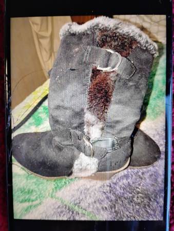 A Nice Black & Grey Furry Pair of Boots 1