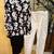 Black and White Floral Cotton Stretch 3/4 sleeve Tee from Chico’s 1 thumbnail