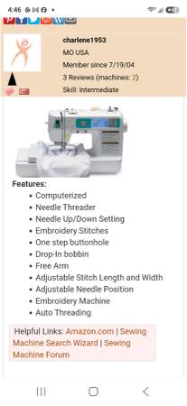Baby Lock sofia2 sewing machine 1