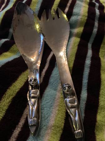 Silver Alien Salad serving set 1