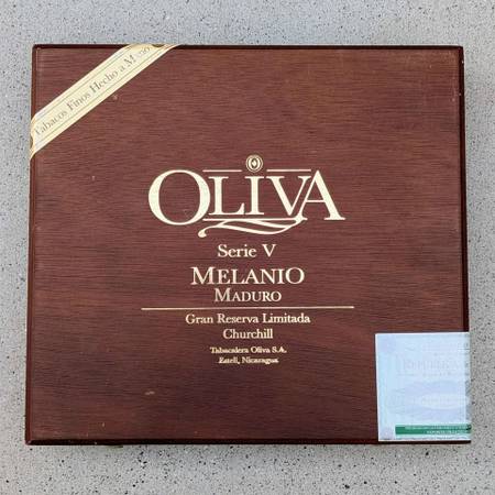 EMPTY Oliva Serie V Melanio Maduro 10 cigar capacity hinged wooden box 1