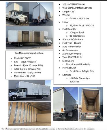 2023 International 26’ Moving Truck - Photo 4