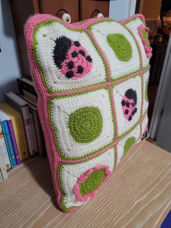 Pink LadyBug Pillow- 18" Handmade Crocheted - $45 (Columbia)63471026497793121