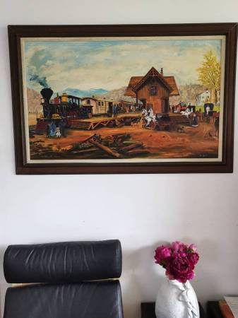 Large framed original oil painting In 1867 by J. E. Smith 1