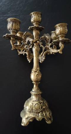 Vintage 12’’ Solid Brass Floral Design 5-Arm Candelabra 1