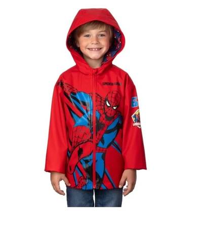 Spiderman Rain Coat Red Multicolor Water-Repellent Pockets Full-Zip 1