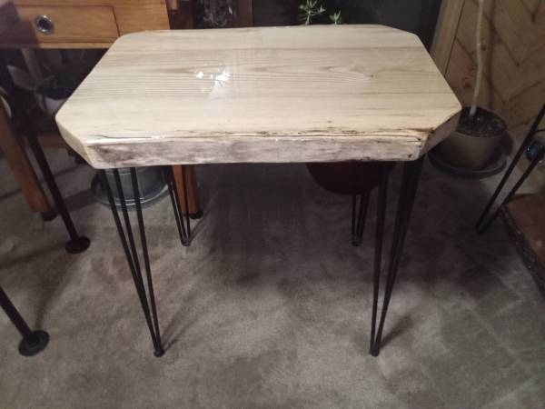 Natural Double Live Edge ASH Table with Black Hair Pin Legs. 1