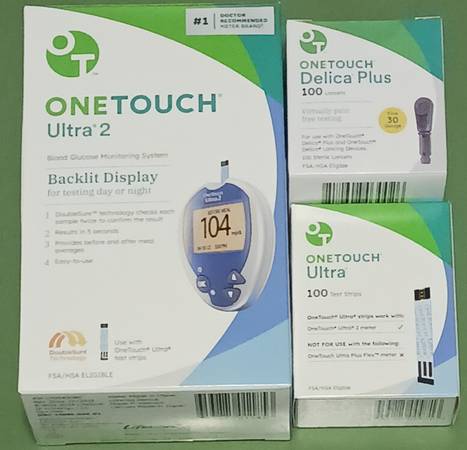OneTouch Blood Glucose Kit With 100 Test Strips & Lancets New 1