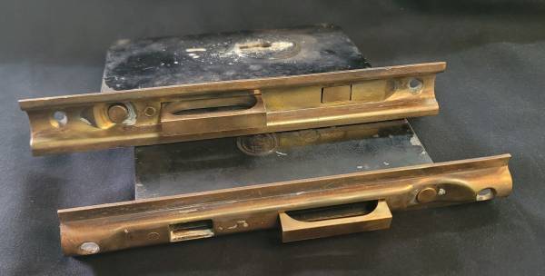 Vintage Brass Pocket Door Lock Set FP 7 3/4" x 5 5/16" x 3 1/2" 1
