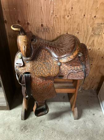 Western Bona Allen hand tooled saddle 1