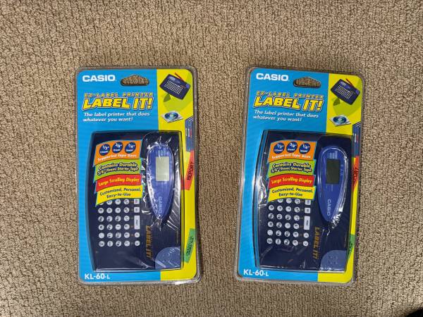 TWO Casio Label-It EZ-Label Printers (KL-60-L) – New, Sealed, Unused 1
