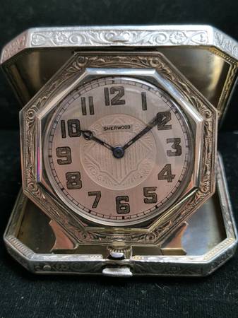 ILLINOIS Table Travel Sterling Silver POCKET WATCH 1920s Art Deco 1