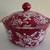 Red White Floral Flower Round Lidded Baker Casserole Dish 9 thumbnail
