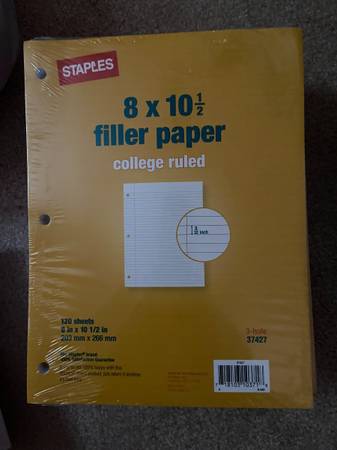 Notebook filler paper college ruled 1