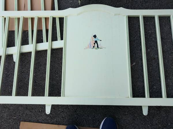 Old 1930s Refinished Crib Head/Foot Board and Side Rails Only 1