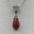 925 Sterling 18K gold flower teardrop carnelian pendant necklace 2 thumbnail