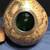 Vintage wine decanter green glass w/ spout, ice pocket & leather map 6 thumbnail