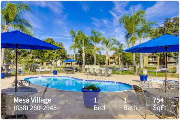 $2,455 / 1hab - 754ft2 - ¡Tenemos todo lo que necesitas! ¡Excelentes comodidades! Fantástico de 1 habitación y 1 baño (San Diego - Mira Mesa)64037388054915121