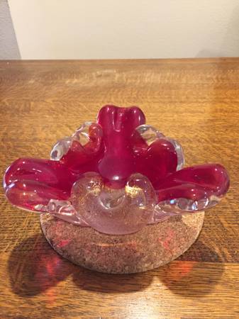 Spectacular Large Solid Vintage "Mirano" Blown Glass Ashtray Italy 1