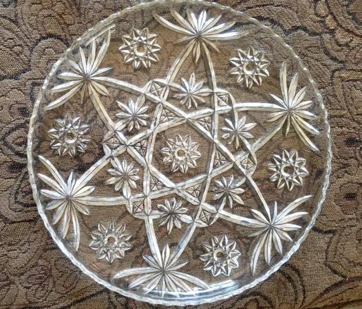 Large Round Vintage Crystal Serving Platter - Christmas / Holidays 1