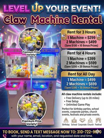Claw Machine Rentals 1