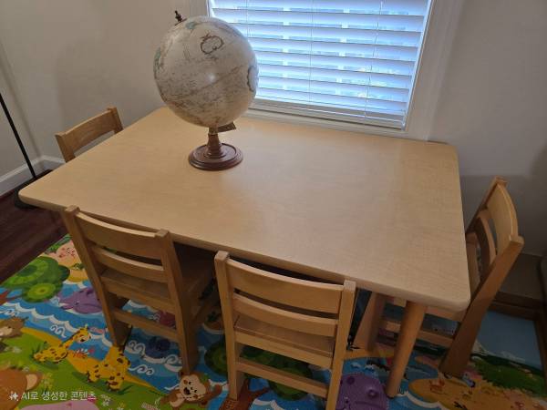 Environments® 30" x 48" Rectangular Wood Table with 4 chairs set 1