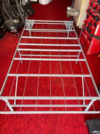 Foldable Grey Metal Platform Twin Bed Frame 1