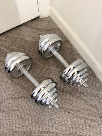 Adjustable Weight Dumbbell Set Home Body Fitness Workout ALL Metal Plates 66lb 1