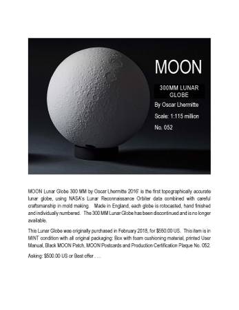 Collectible MOON Lunar Globe 300 MM 1