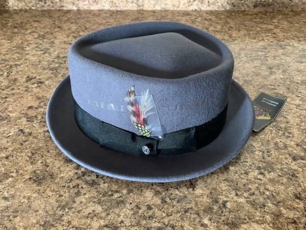 Jaxon Grey Crushable Wool Felt Fedora Hat - LARGE - NEW 1