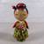 Japanese Kokeshi Wooden Doll With Silk & Cotton Floral Kimono 6 3/4" 1 thumbnail