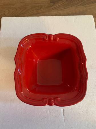 Red Ceramic Square Serving Bowl 1