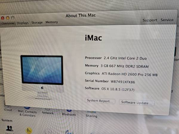 APPLE iMac A1224 20" ordenador de escritorio Intel 2 GHz 4 GB de RAM 250 GB de disco duro - $80 (Tyngsborough)63470443257345123