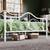 Queen Size Platform Bed Frame, Butterfly Pattern Design, White Wrought Iron-Art  6 thumbnail