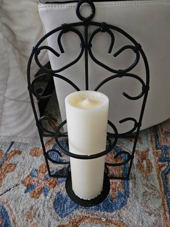 Metal wall sconce with candle 1