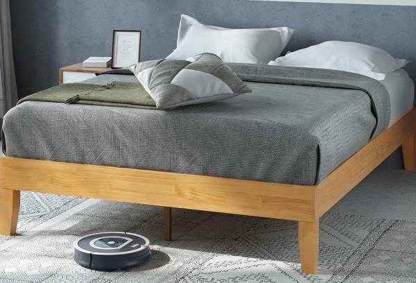 Queen platform bed with memory foam mattress 1