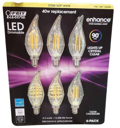 FEIT ELECTRIC 6-Pack Chandelier Light Bulbs 1