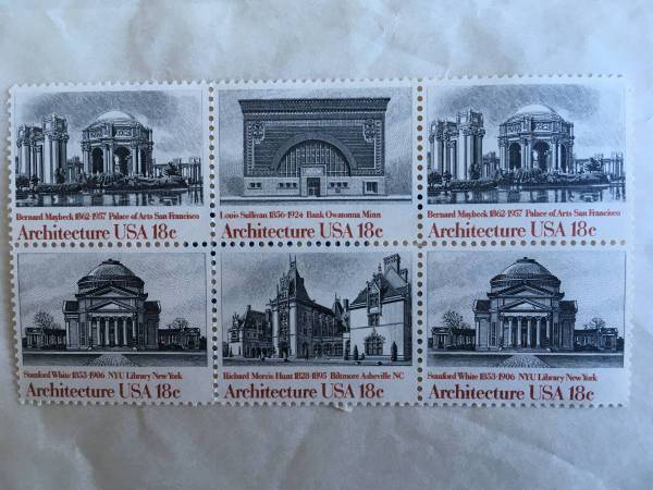 American Architecture Stamps - Lot of 6 1