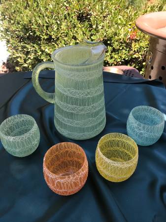 Spaghetti String Pitcher and Glass set 1