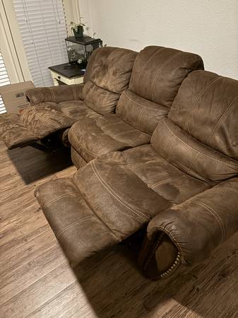 Brown suede couch 1