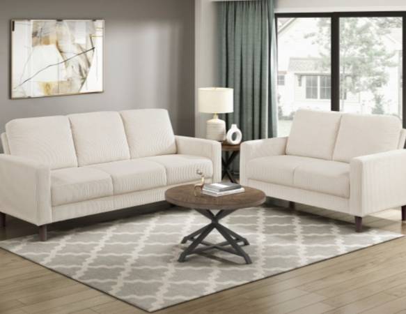 Crandall beige sofa & loveseat 1