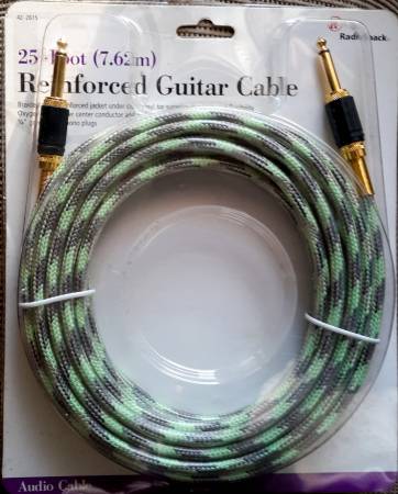 Guitar/keyboard cable reinforced 25 ft (new) 1