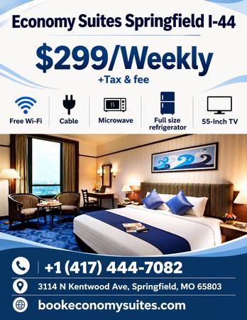 Economy Suites Springfield I-44 – $299/ Weekly Rates 1