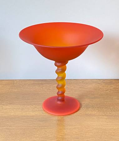 Vintage Tiffin Glass Amberina Satin Compote Pedestal Bowl with Twisted 1