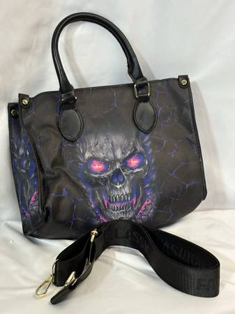 Purple skull purse with removable strap fashion and classic new Hallow 1