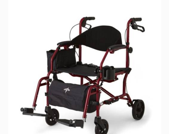 Medline Combo Rollator/Transport Chair Red 1