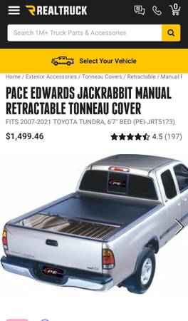 Pace Edwards Retractable Aluminum Tonneau Cover – Toyota Tundra 6.5’ Bed – 1
