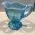 Beautiful northwood opalescent intaglio blue leaf and flower creamer 3 thumbnail