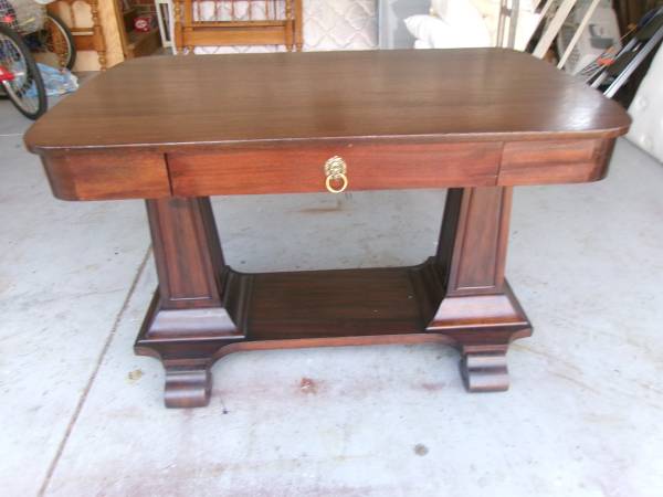 REFINISHED EMPIRE PERIOD 1900S MAHOG FOYER TABLE, DESK ETC (PIC) 1