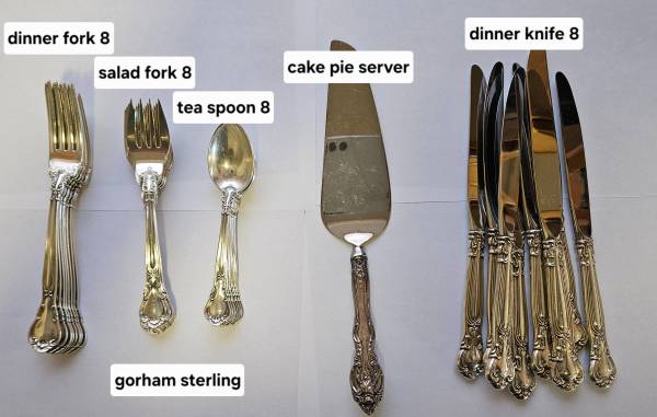 GORHAM STERLING SPOONS, FORKS, KNIVES 92.5% SILVER 1